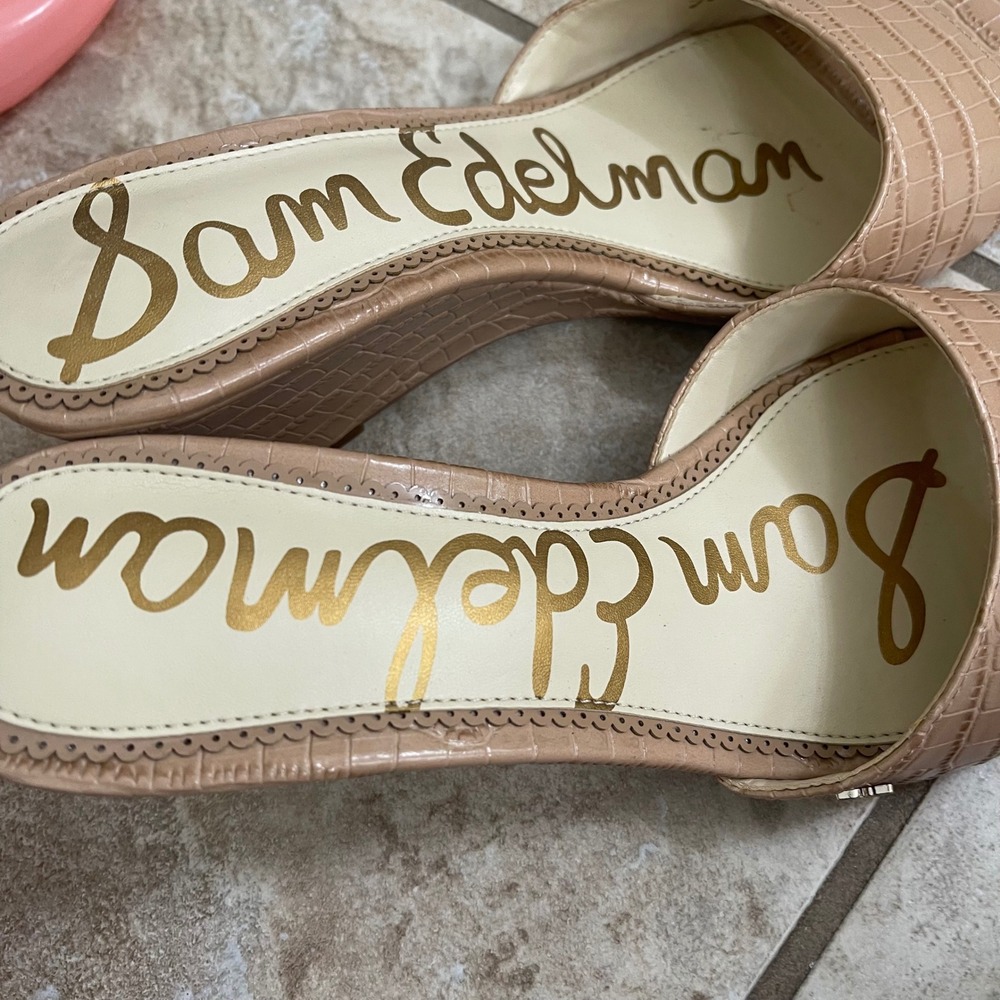 Sam Edelman TESMA NWOT WomenS Wedge Sandals, Embossed, Slip On, Square Toe BEIGE - Picture 4 of 8